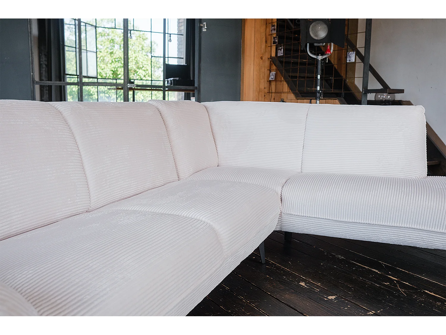 Ecksofa - Cremeweiß Cord - CALLA