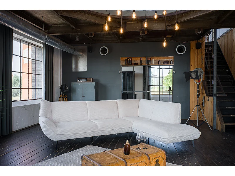 Ecksofa - Cremeweiß Cord - CALLA