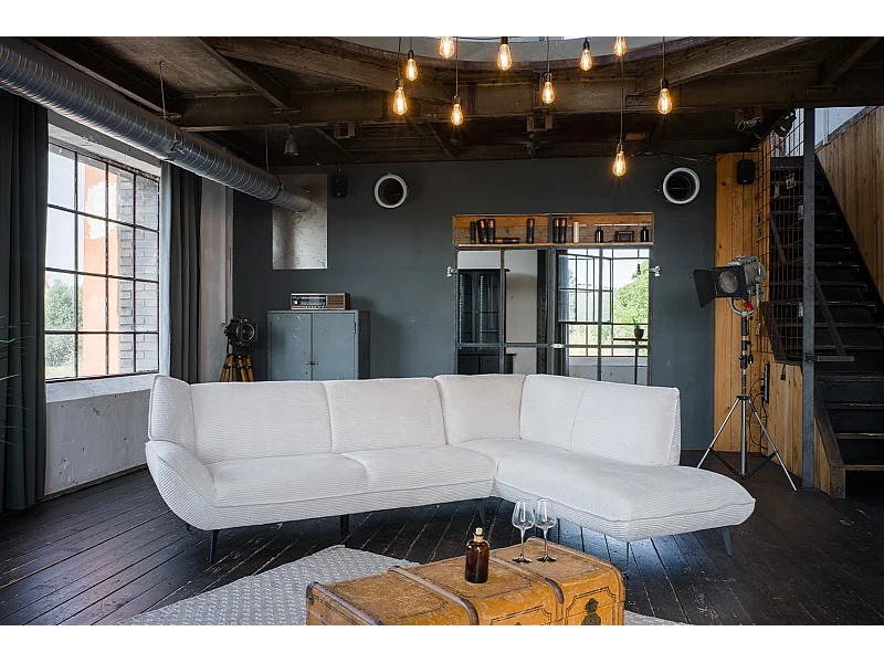 Ecksofa - Cremeweiß Cord - CALLA