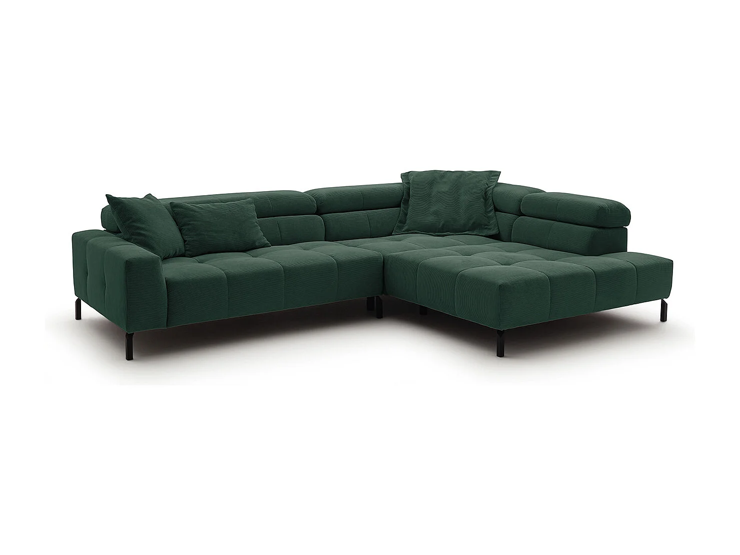 Divano angolare - verde smeraldo Velluto a coste - OHIO