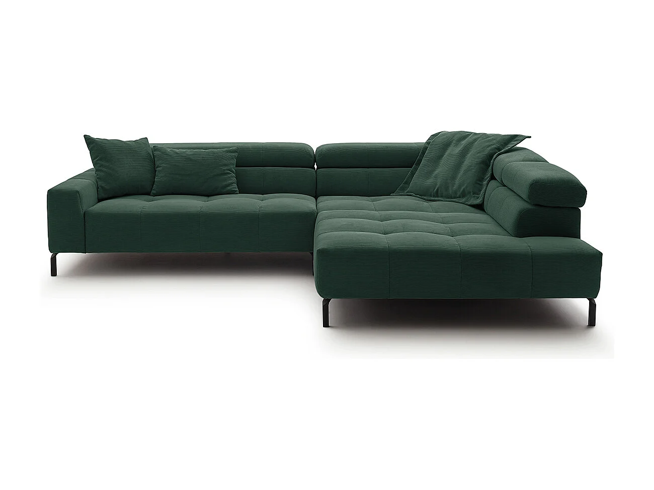 Divano angolare - verde smeraldo Velluto a coste - OHIO