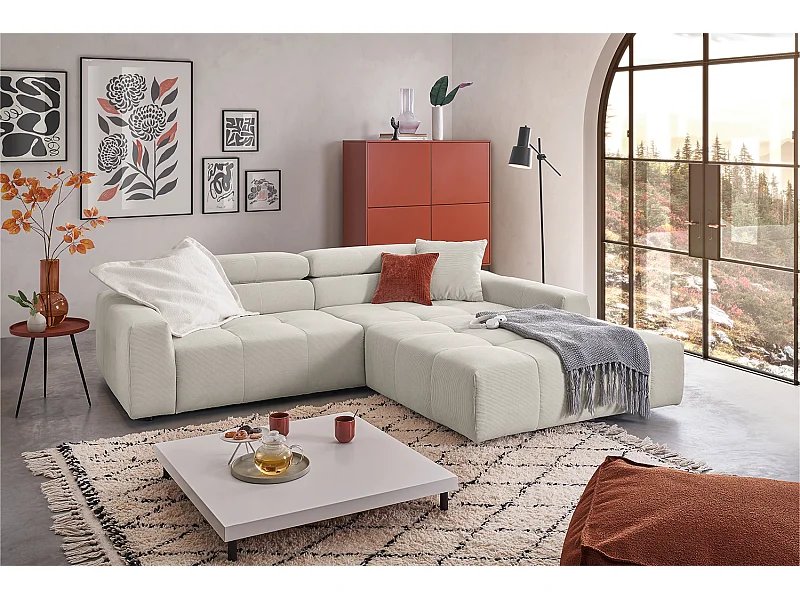 Ecksofa - Silber Cord - RENO