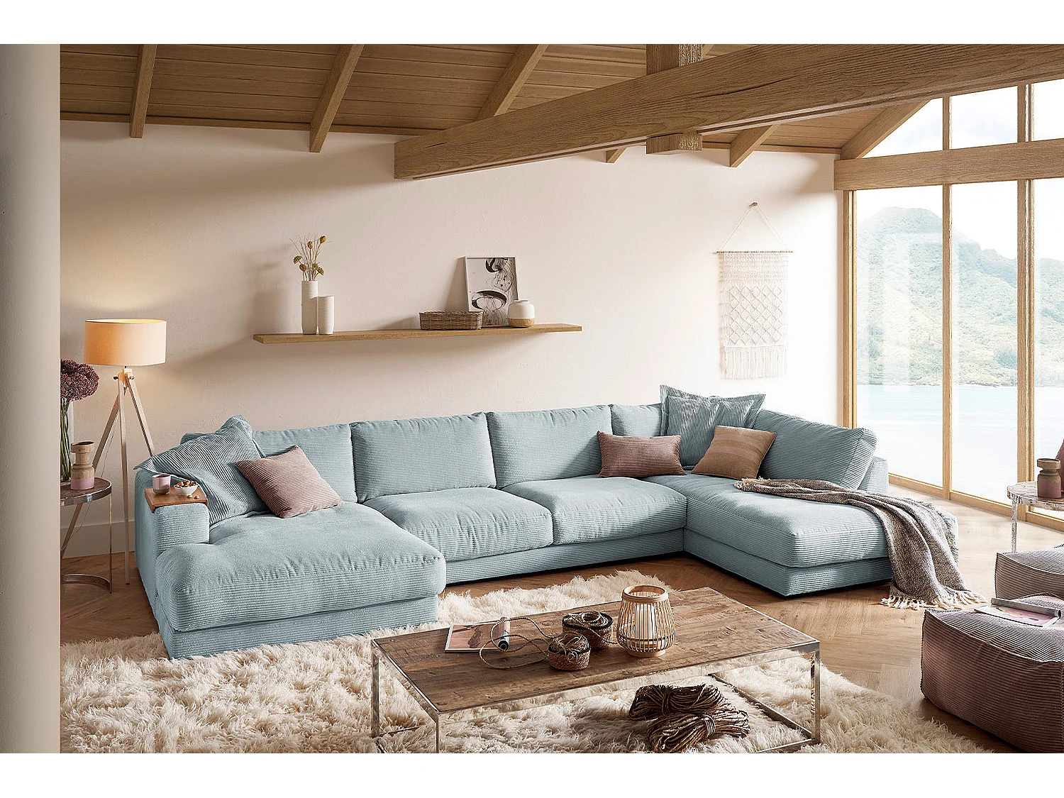 Wohnlandschaft - Hellblau Cord - MADELINE