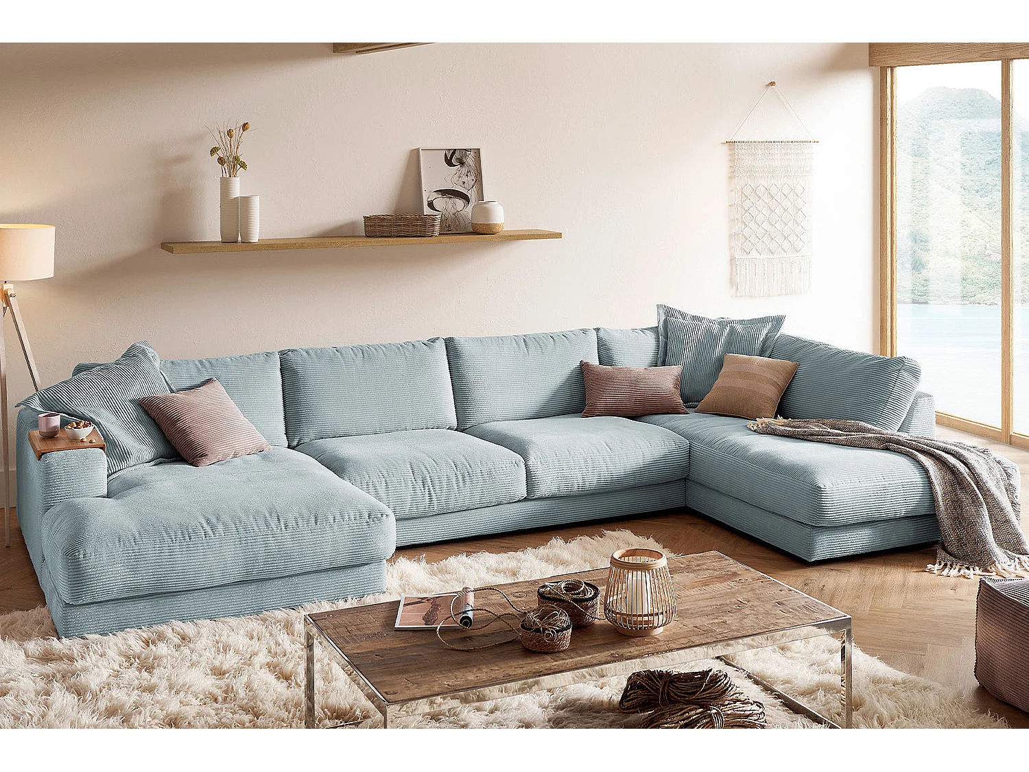 Wohnlandschaft - Hellblau Cord - MADELINE