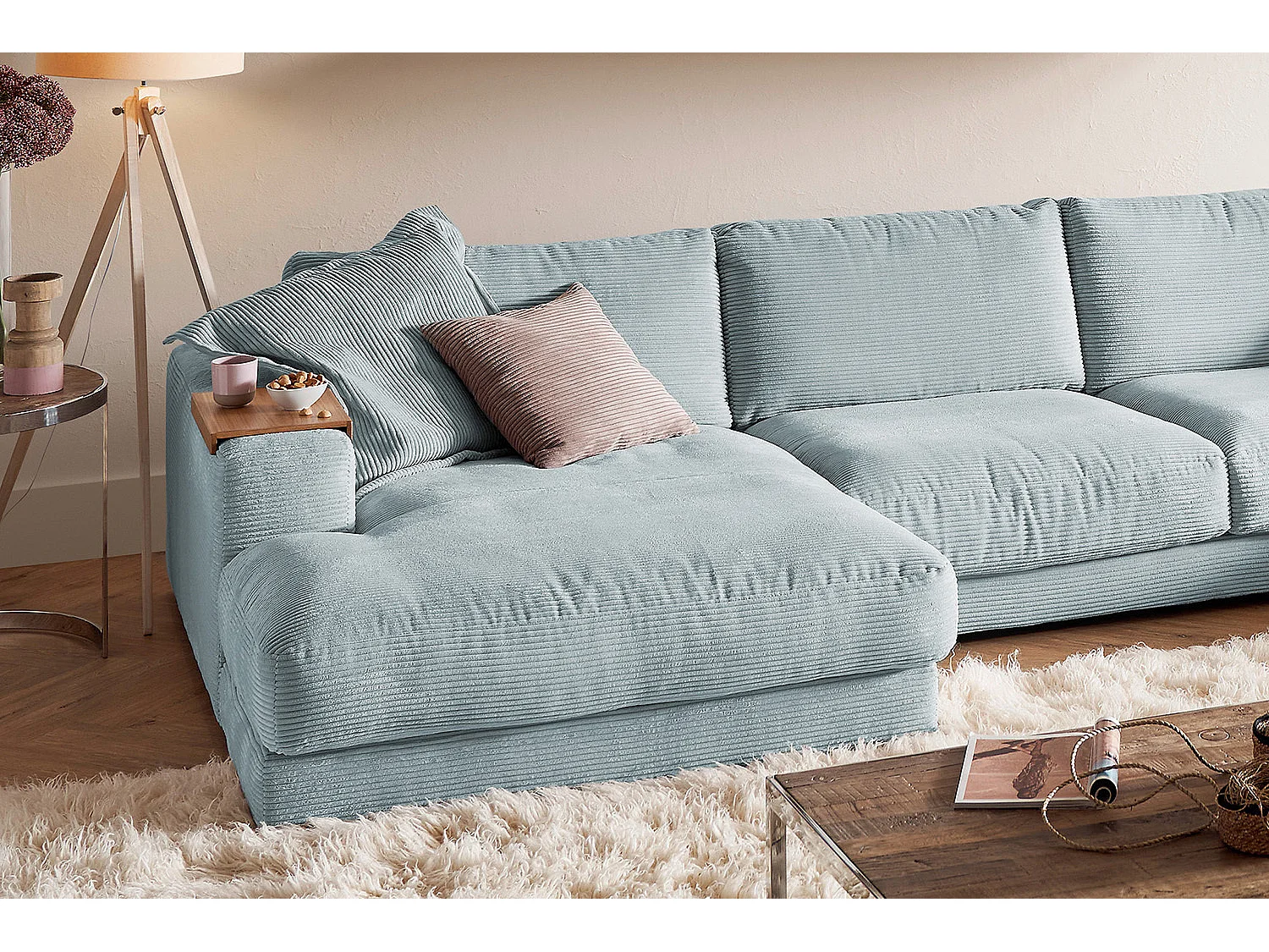 Wohnlandschaft - Hellblau Cord - MADELINE