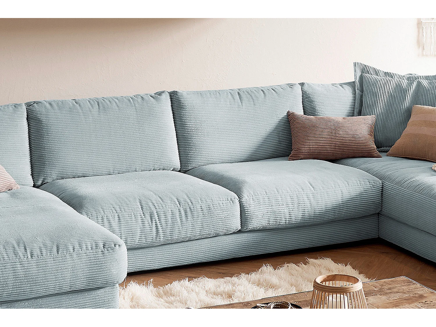 Wohnlandschaft - Hellblau Cord - MADELINE