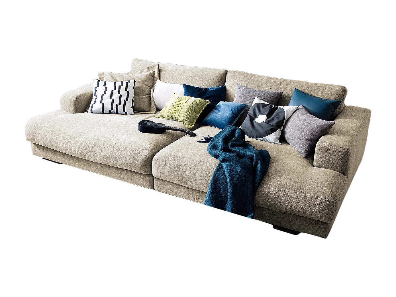 Sofá - blanco crema tela tejida - MADELINE