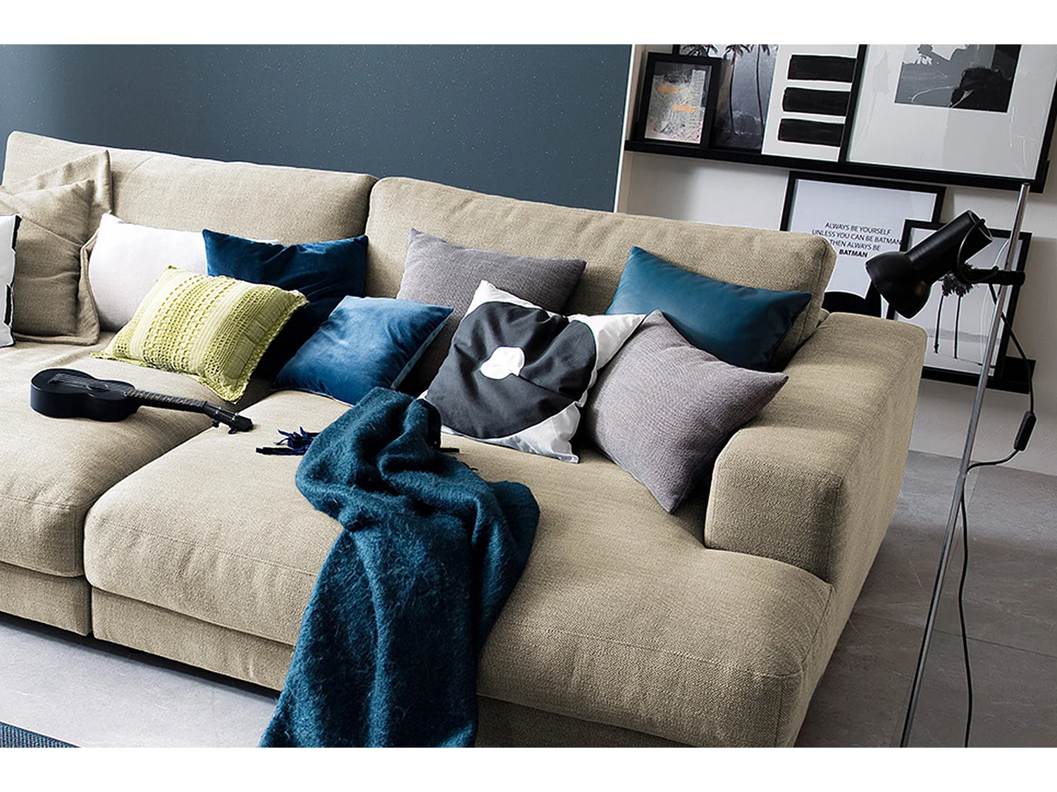 Sofá - blanco crema tela tejida - MADELINE