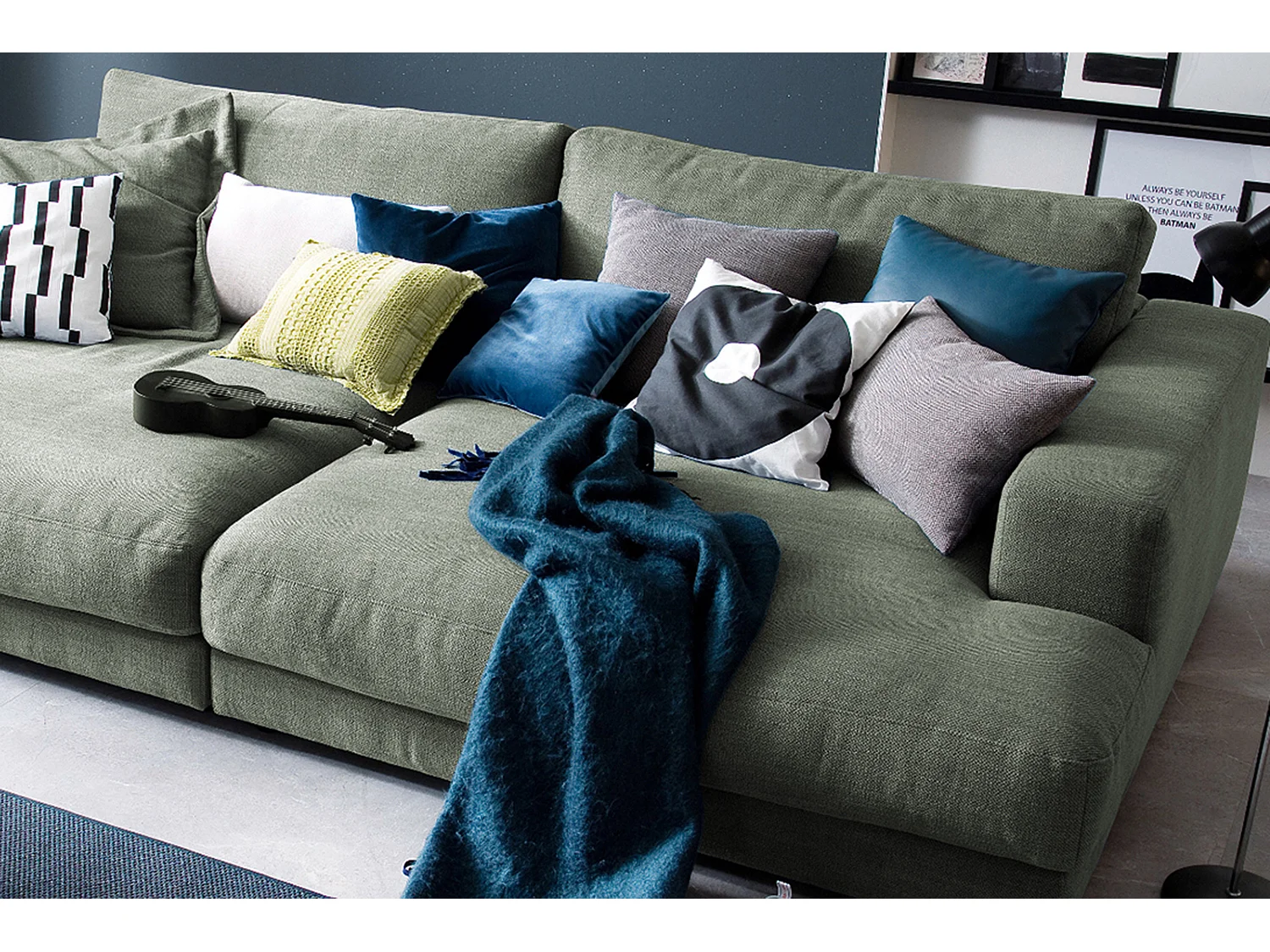 Canapé - Vert tissu tissé - MADELINE