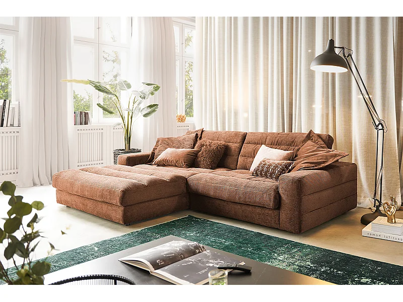 Ecksofa - Braun Cord - LANA