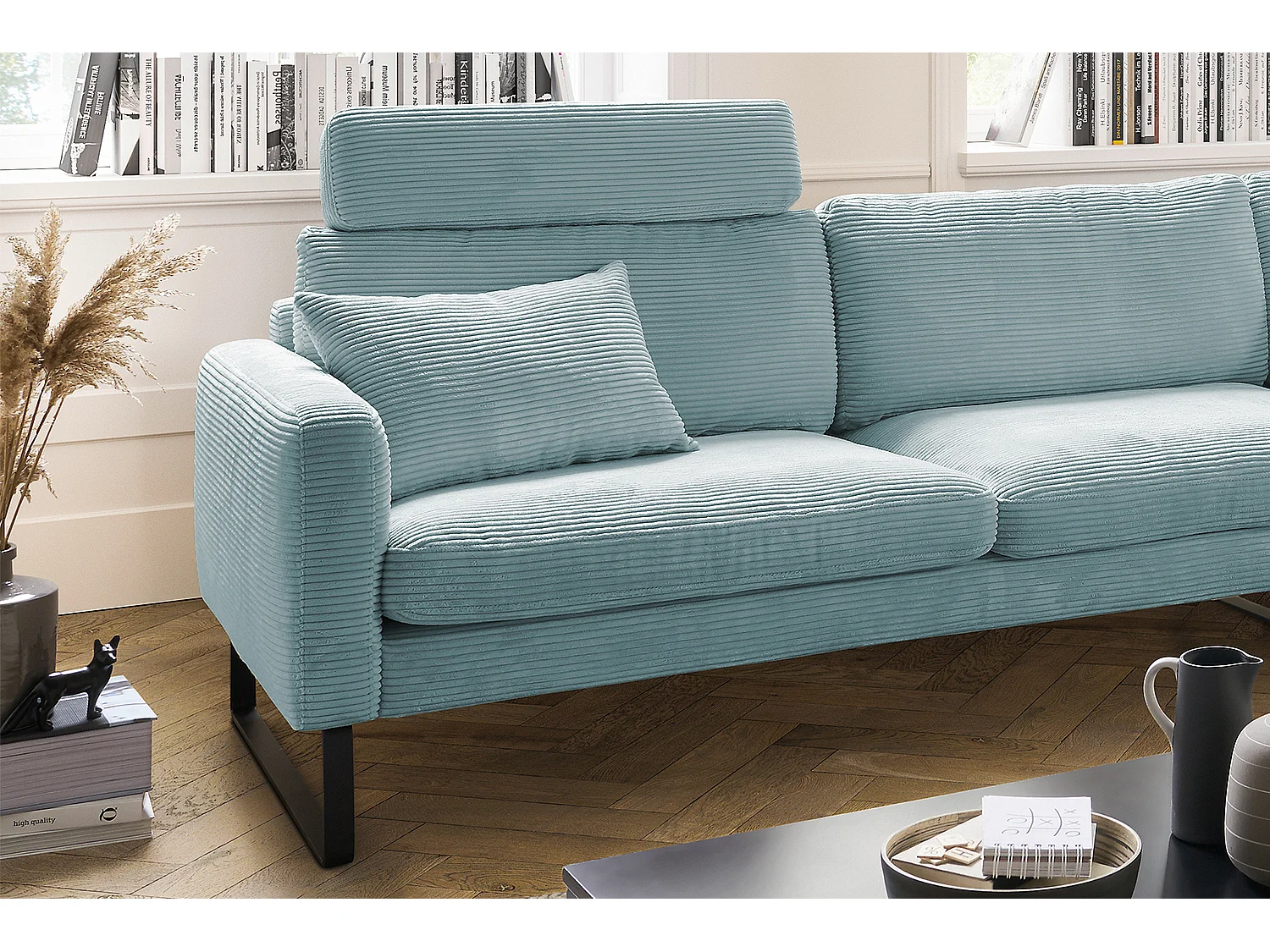 Canapé - bleu clair Velours côtelé - RICARDA