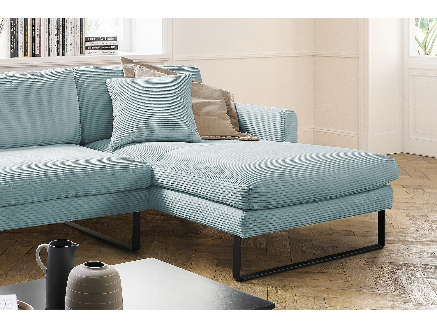 Canapé - bleu clair Velours côtelé - RICARDA