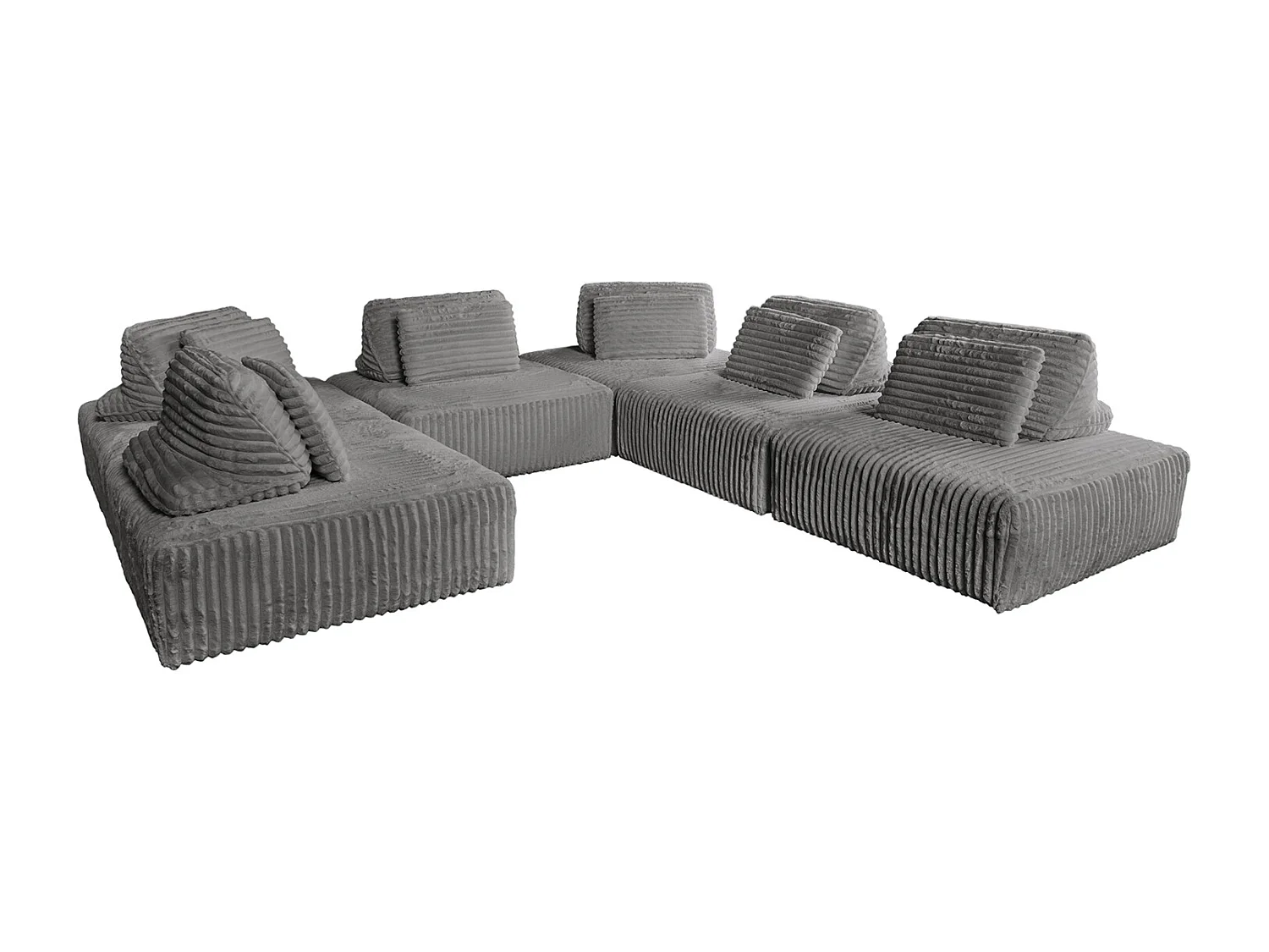 Canapé modulaire - Gris Velours côtelé - WIOLO SOFT
