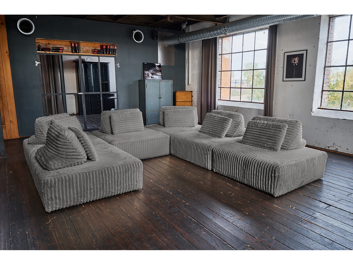Canapé modulaire - Gris Velours côtelé - WIOLO SOFT