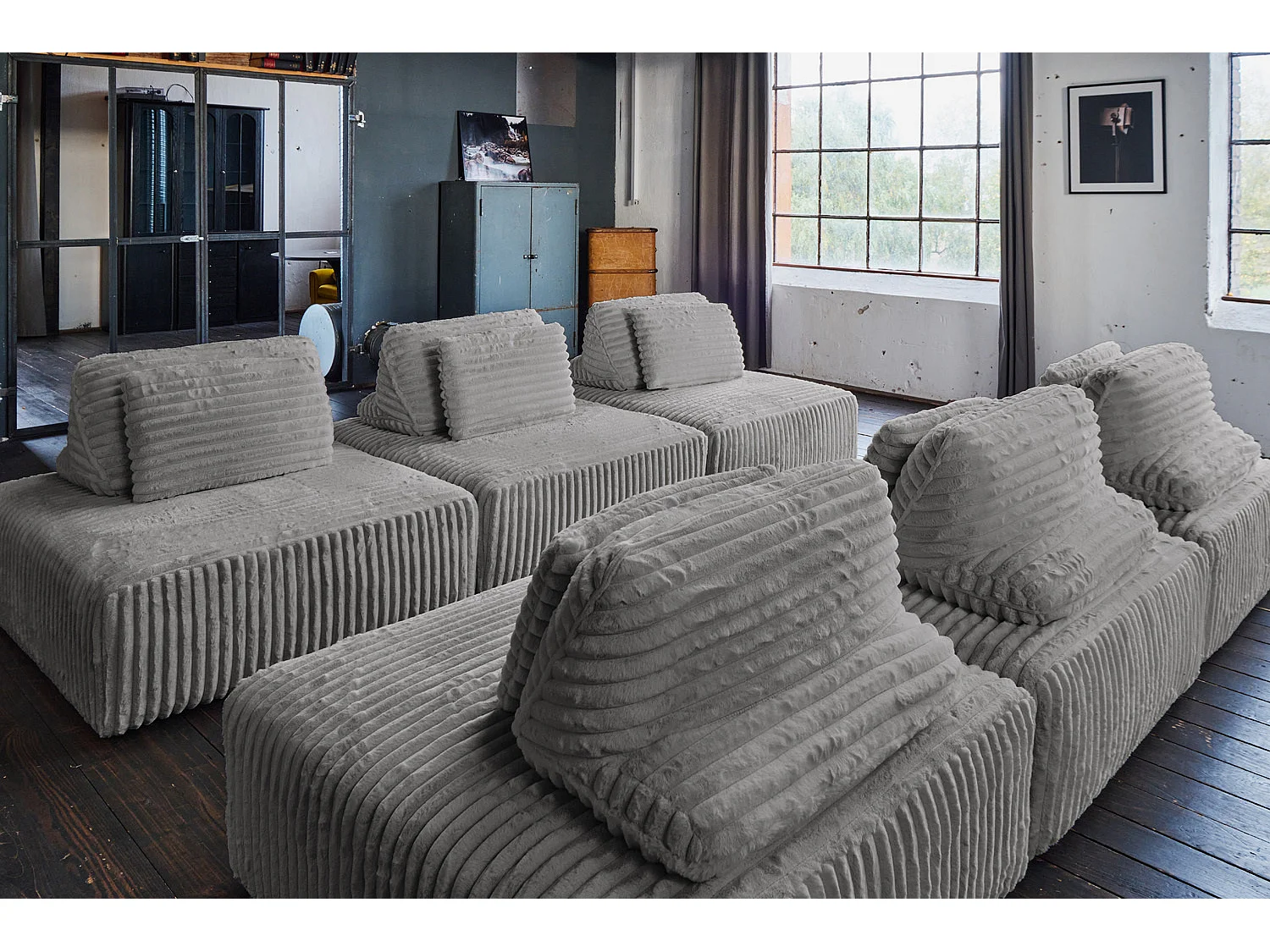 Canapé modulaire - Gris Velours côtelé - WIOLO SOFT