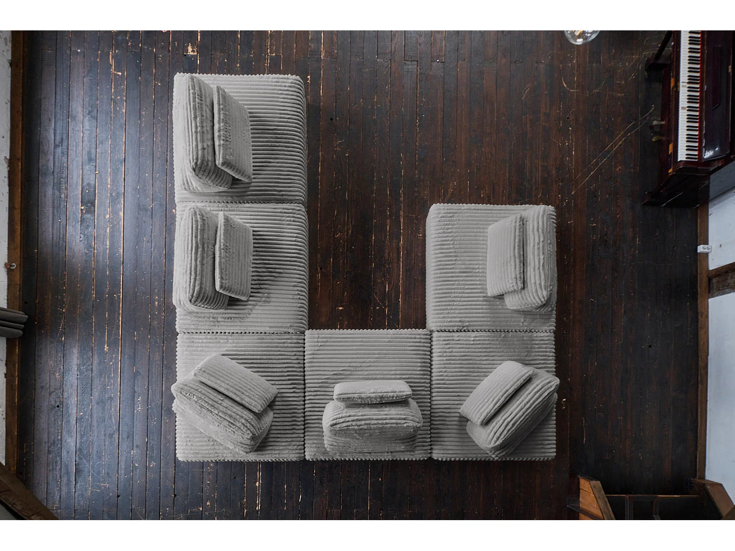 Canapé modulaire - Gris Velours côtelé - WIOLO SOFT