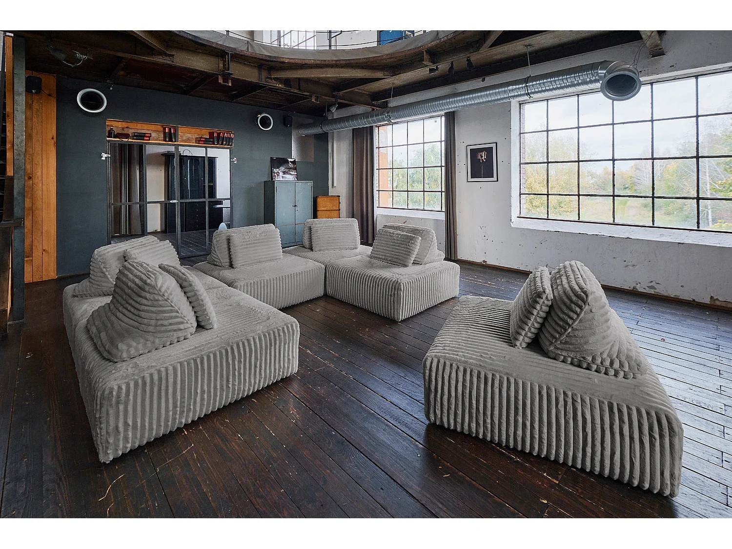 Canapé modulaire - Gris Velours côtelé - WIOLO SOFT