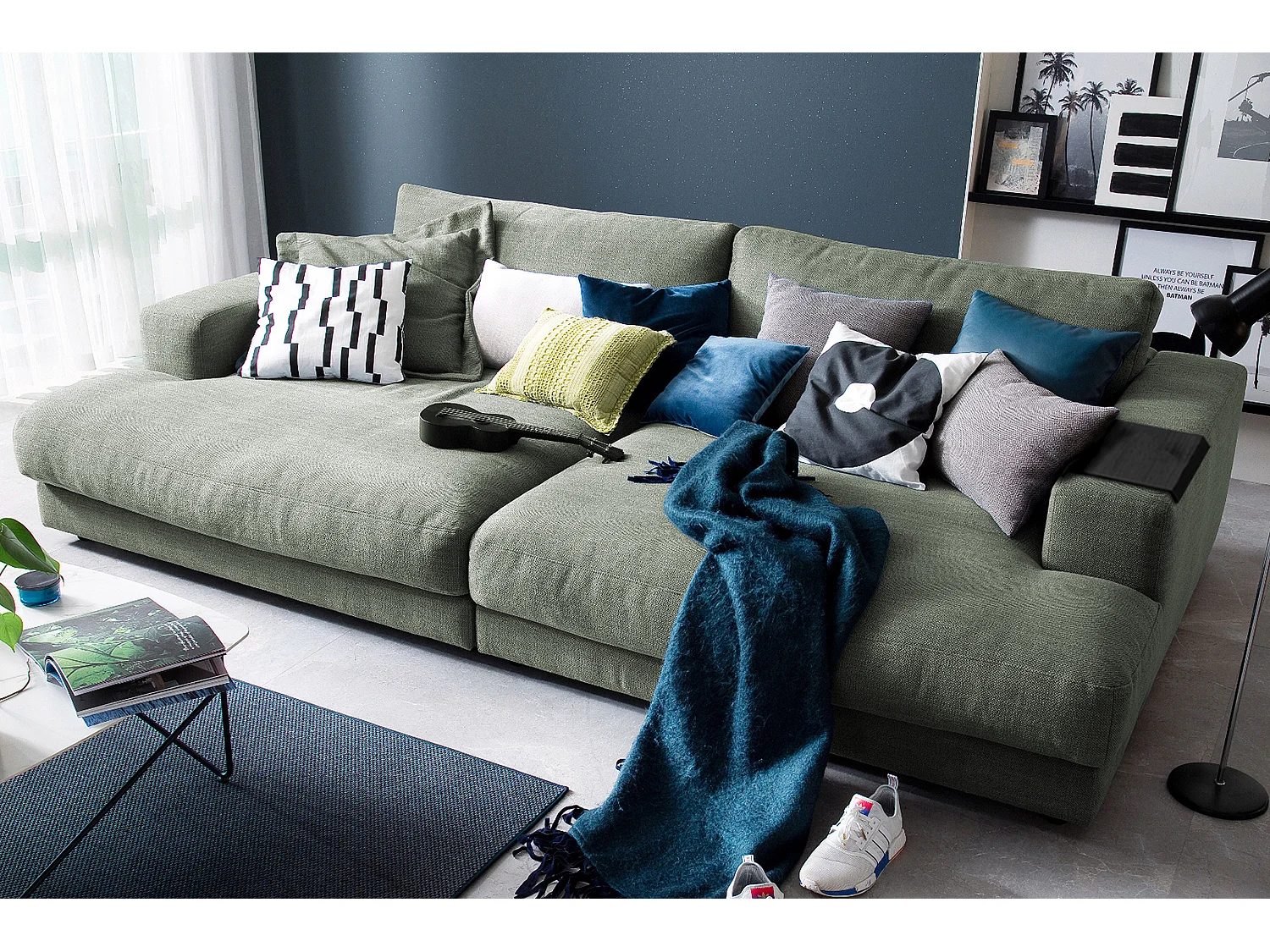 Canapé - Vert tissu tissé - MADELINE