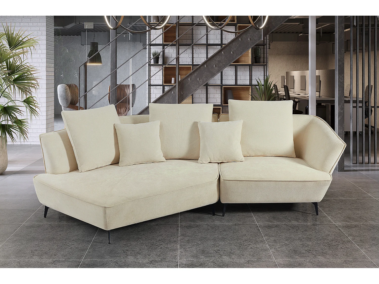 Hoekbank - Crème wit Geweven stof - GARBO