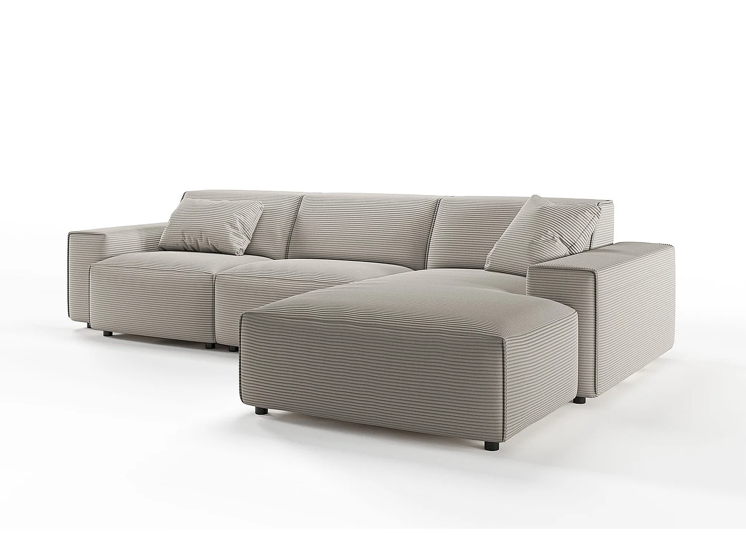 Ecksofa - Steingrau Cord - RANI