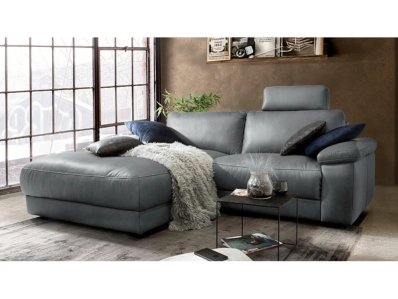 Ecksofa - Grau Leder - LOLA