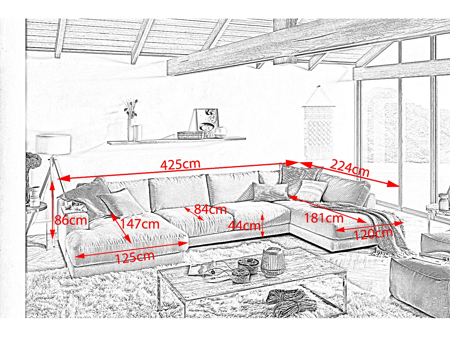 Wohnlandschaft - Braun Cord - MADELINE