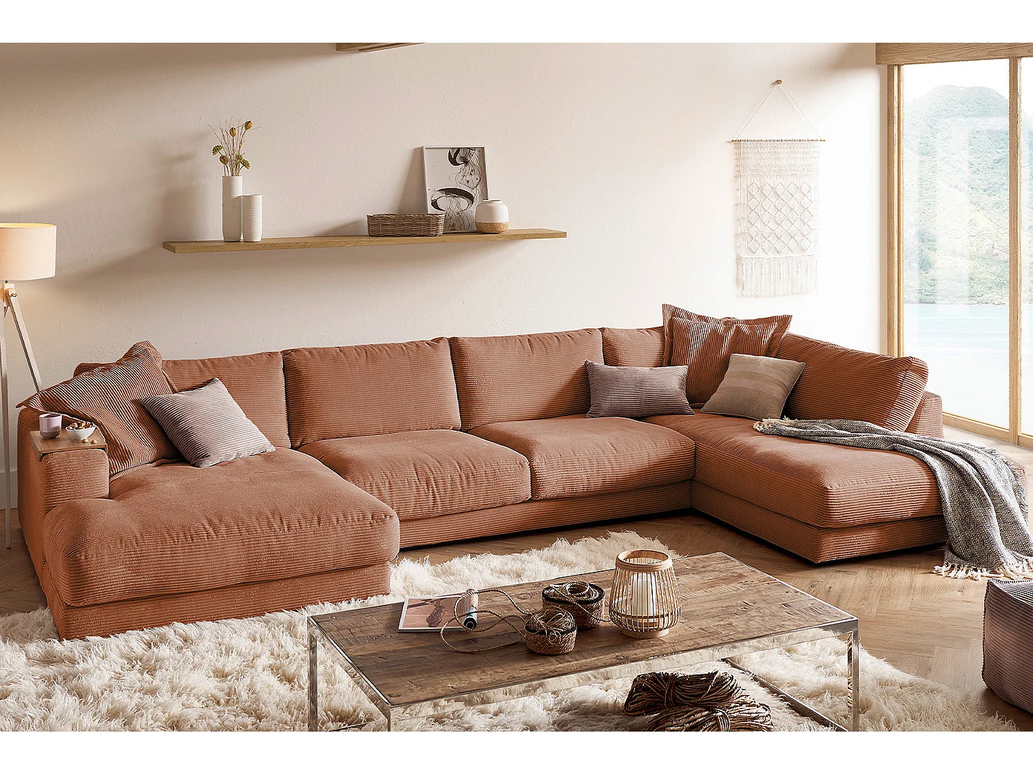 Wohnlandschaft - Braun Cord - MADELINE