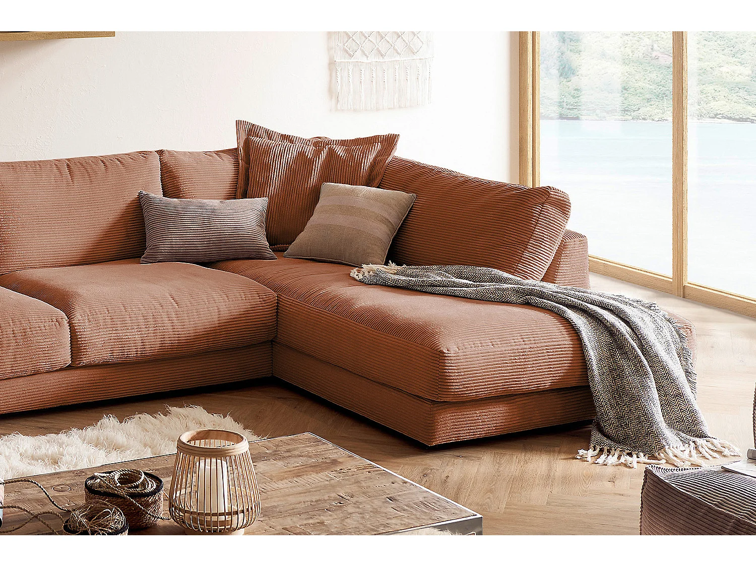 Wohnlandschaft - Braun Cord - MADELINE