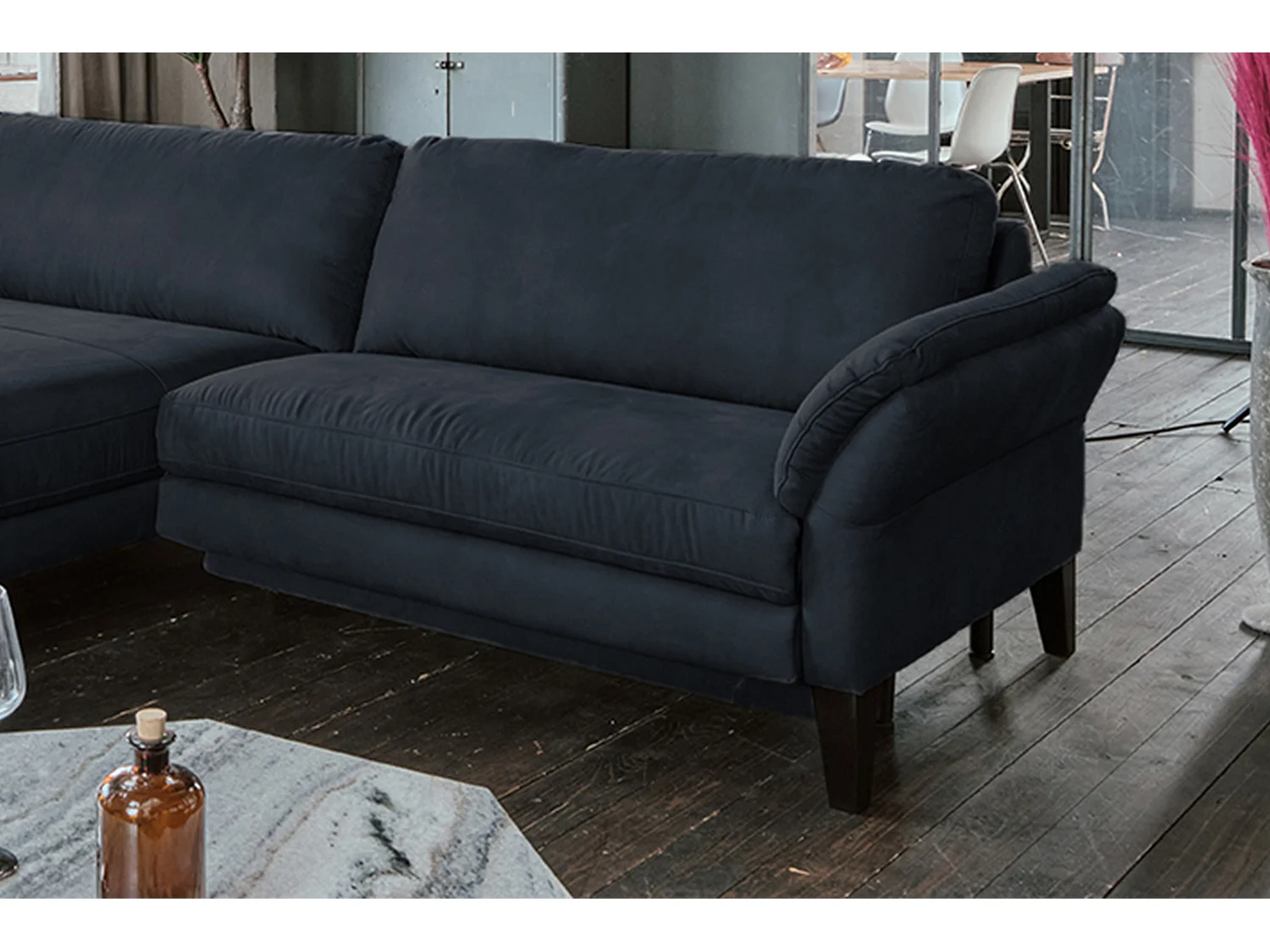 Ecksofa - Schwarz Webstoff - MALTA