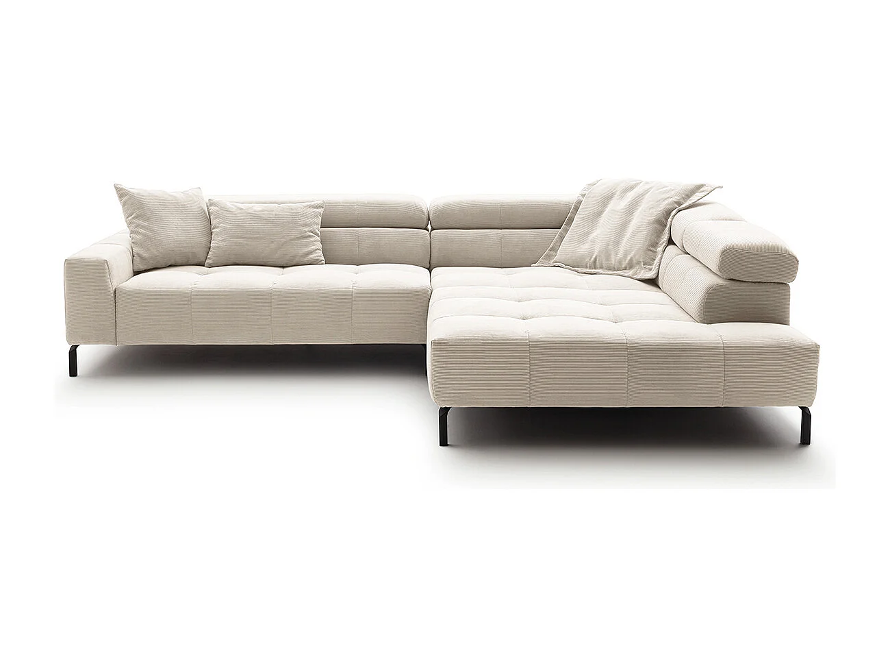 Ecksofa - Weiß Cord - OHIO