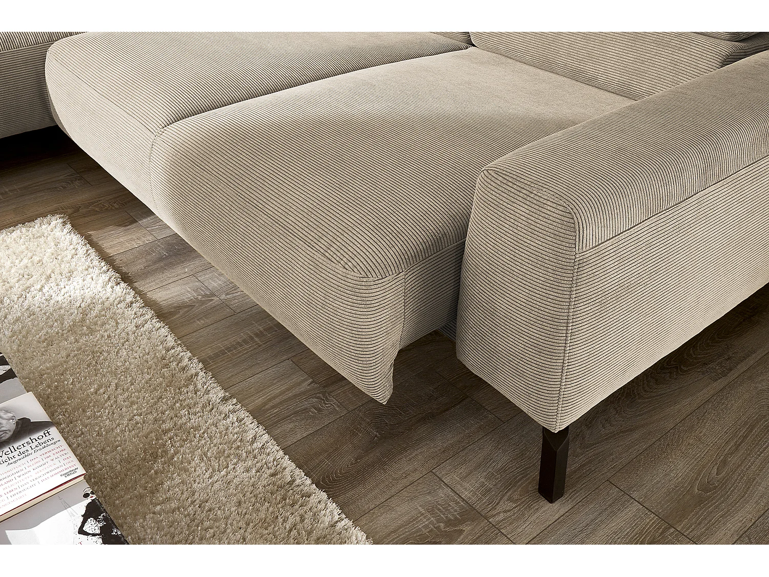 Divano angolare - beige Velluto a coste - DELIA