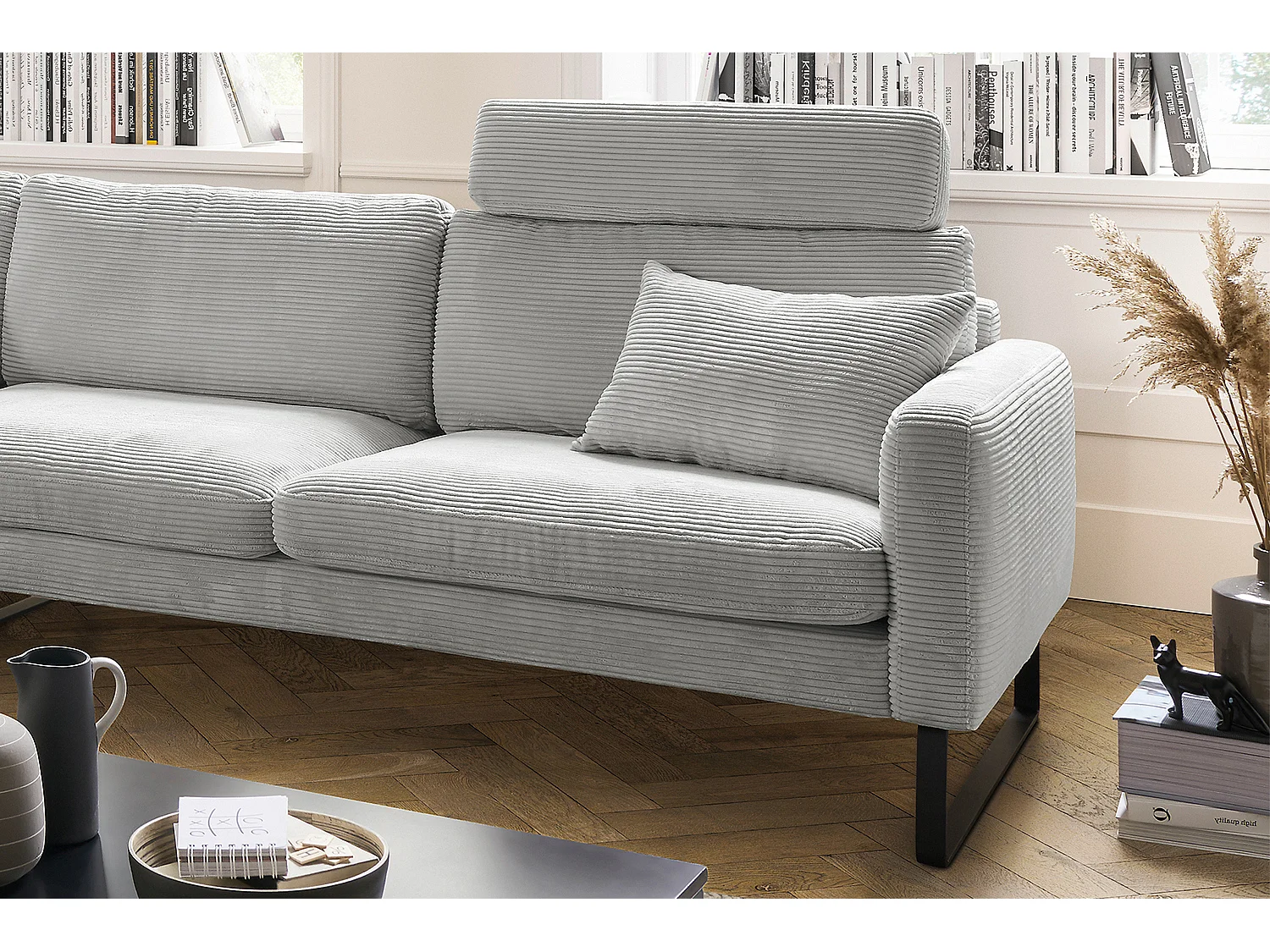 Divano - grigio chiaro Velluto a coste - RICARDA