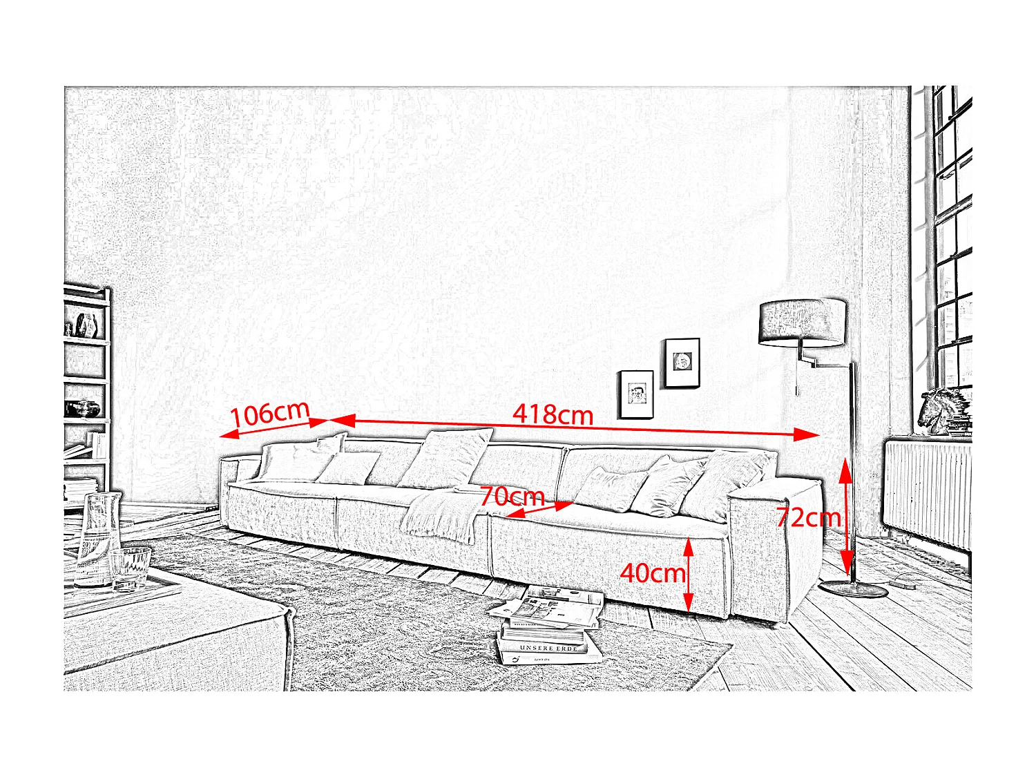Riesensofa - Braun Webstoff - SAMU