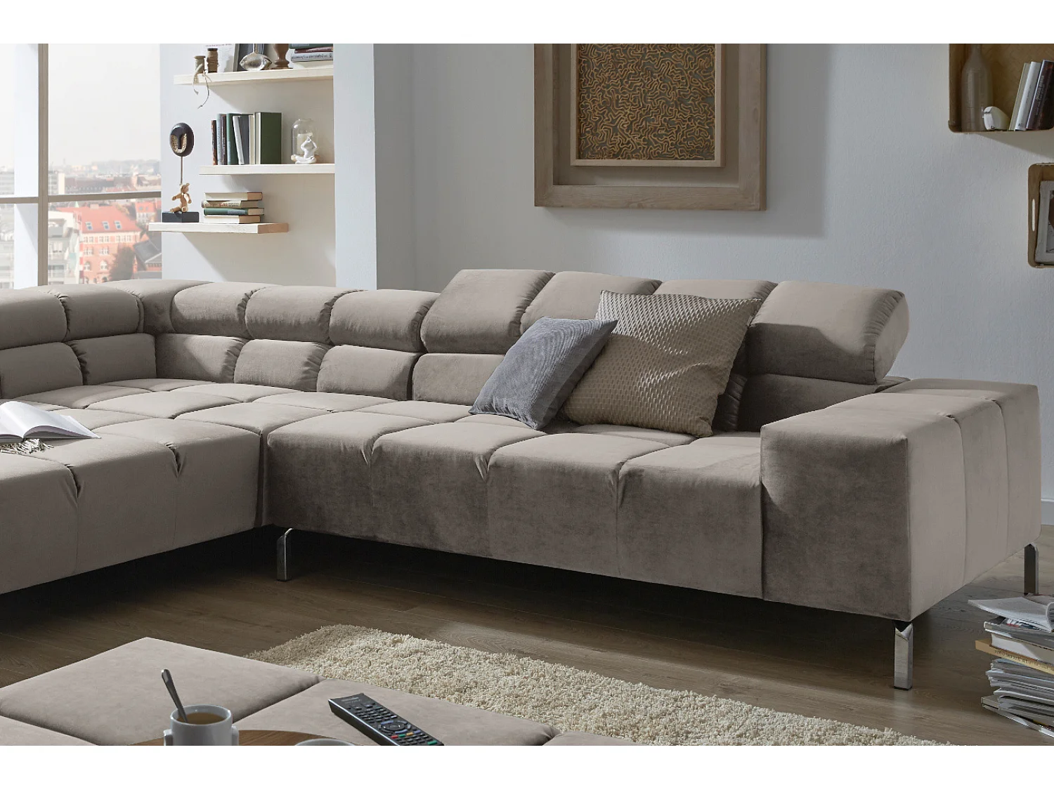 Ecksofa - Silber Velvet - NELSON