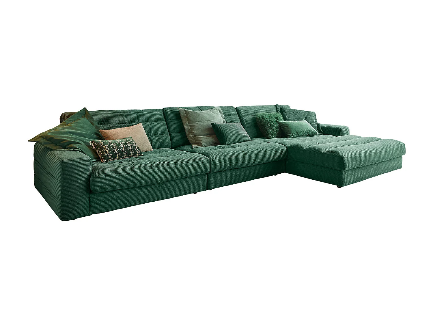 Canapé - vert émeraude Velours côtelé - LANA