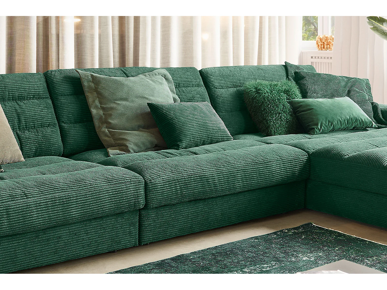 Hoekbank - Smaragdgroen Koord - LANA