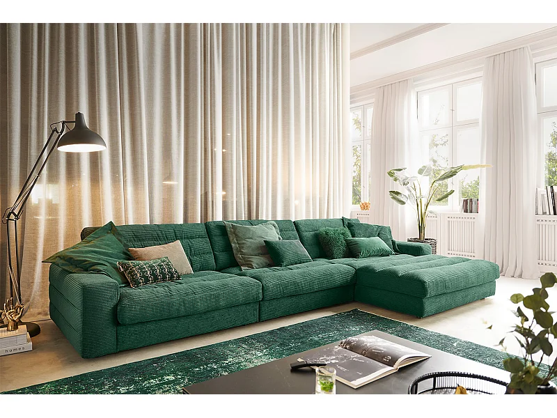 Ecksofa - Smaragdgrün Cord - LANA