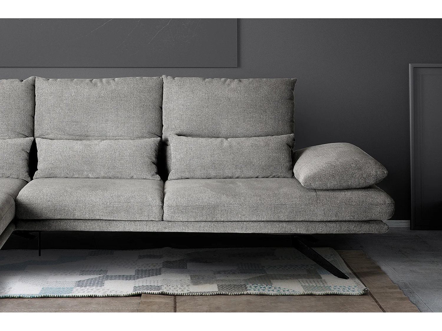 Ecksofa - Hellgrau Webstoff - FENICE