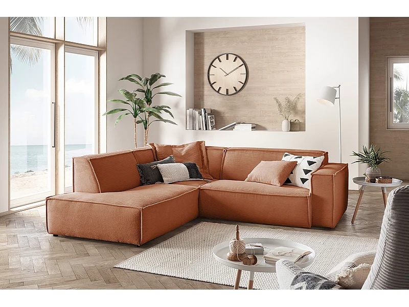 Ecksofa - Braun Cord - SAMU