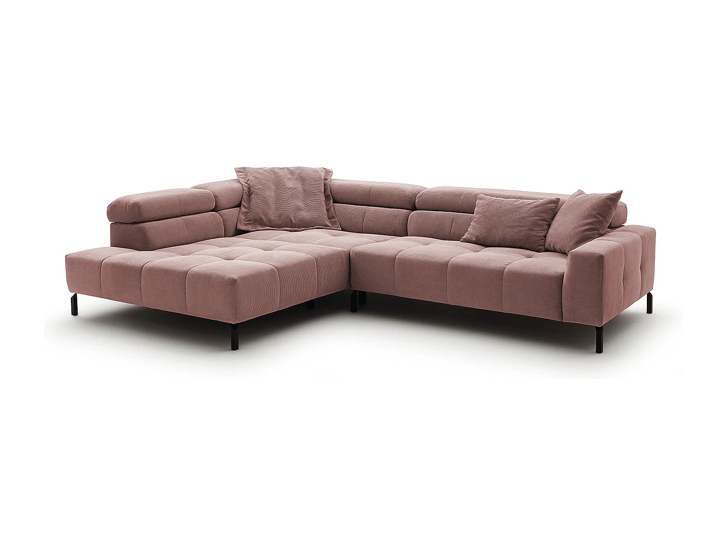Divano angolare - Rosa Velluto a coste - OHIO