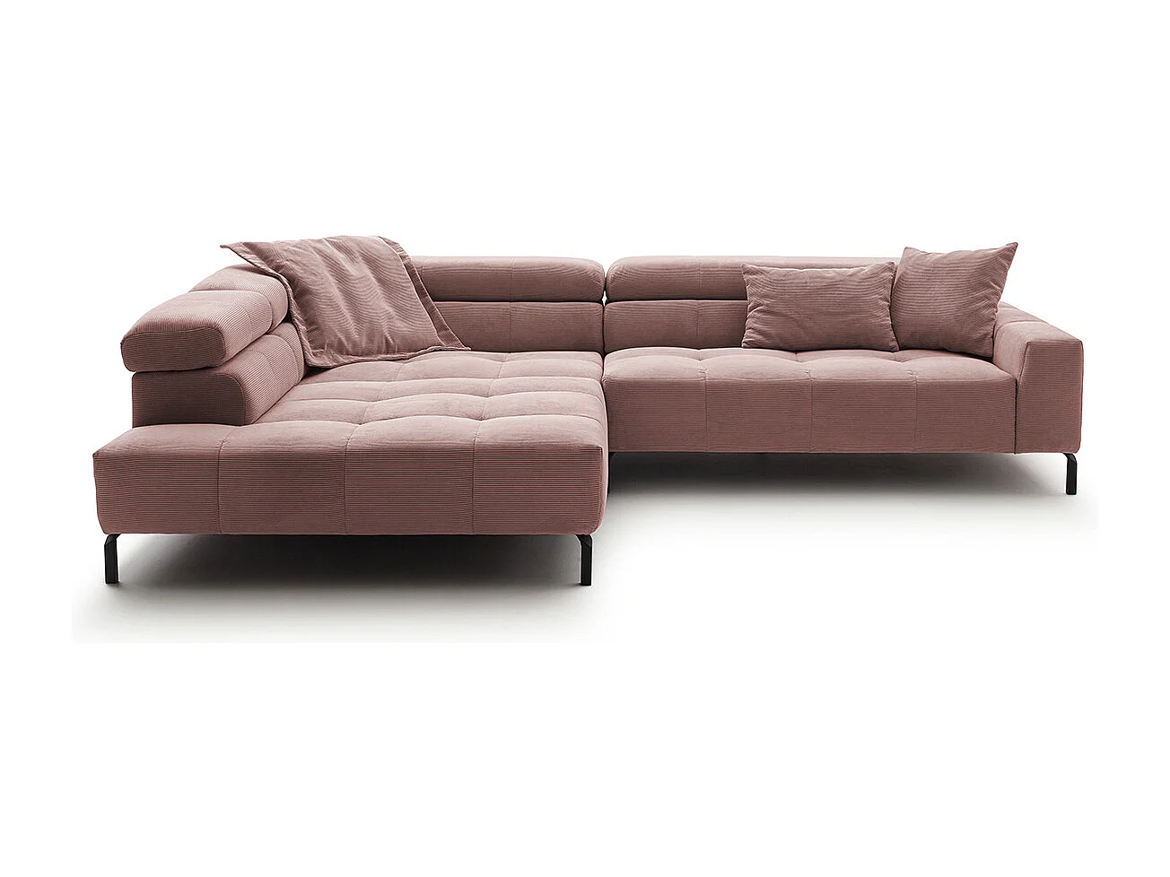 Divano angolare - Rosa Velluto a coste - OHIO