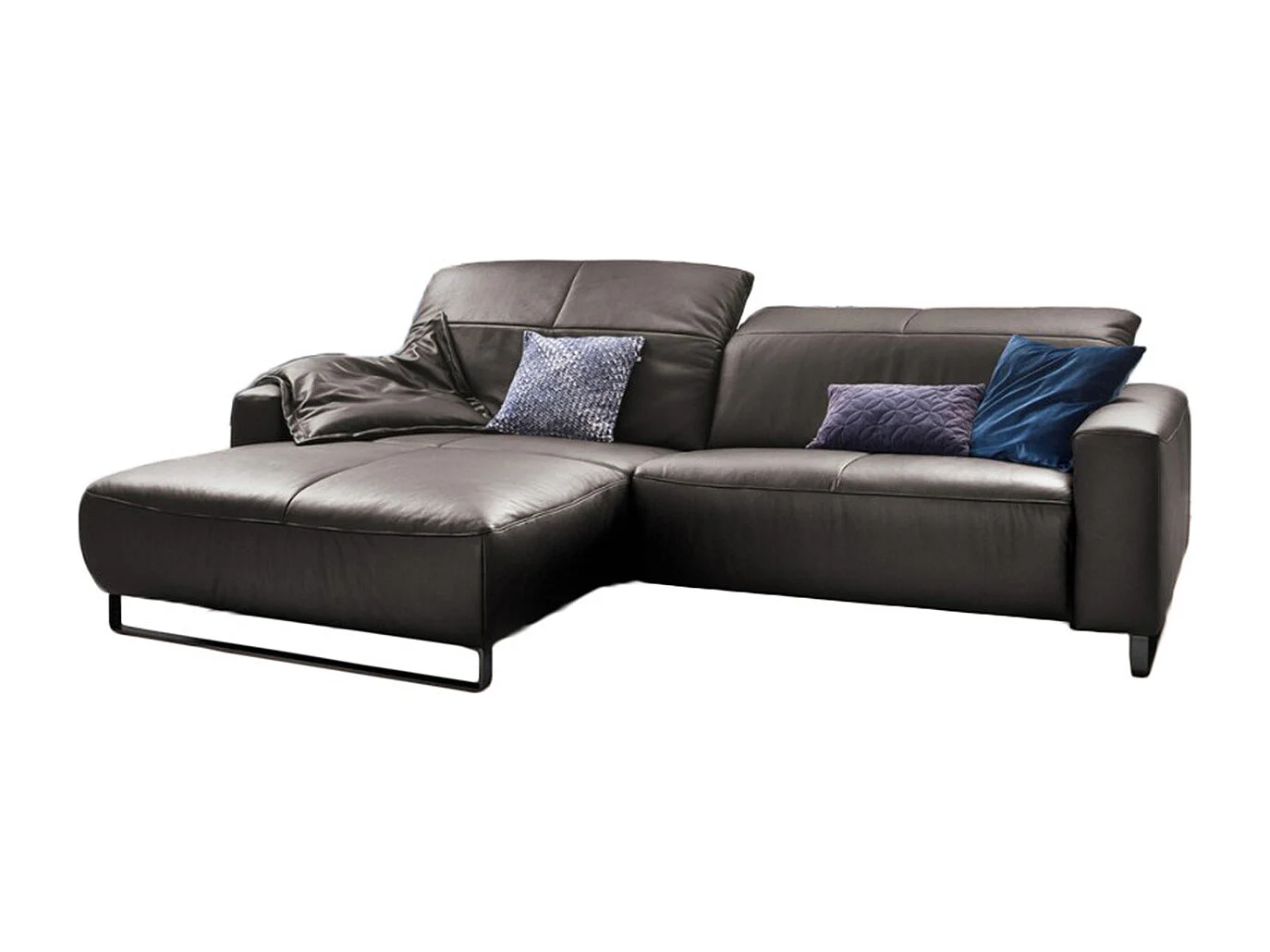 Canapé d'angle - anthracite cuir - YORK
