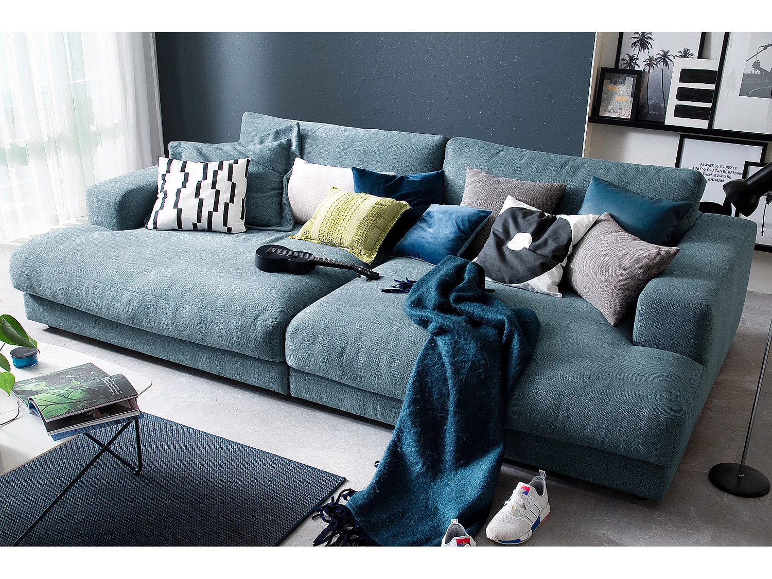 Canapé - Pétrole tissu tissé - MADELINE