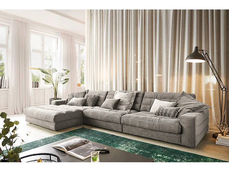 Ecksofa - Steingrau Cord - LANA