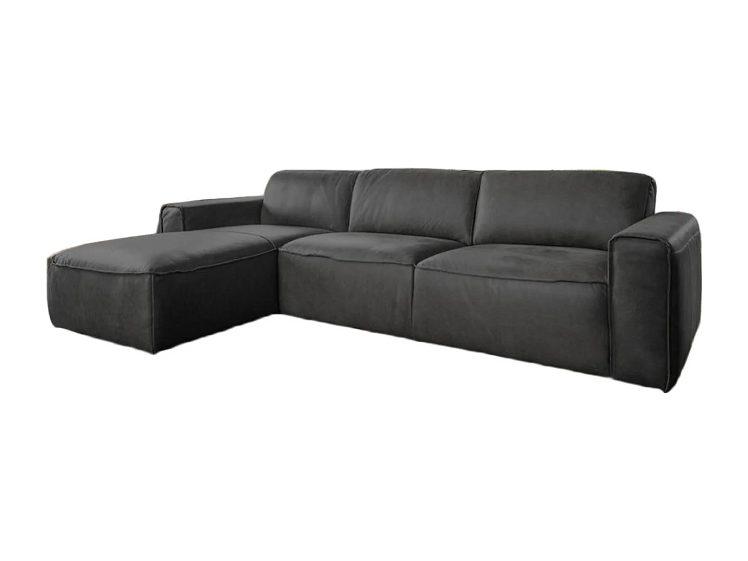 Canapé d'angle - Gris cuir - EXTRA