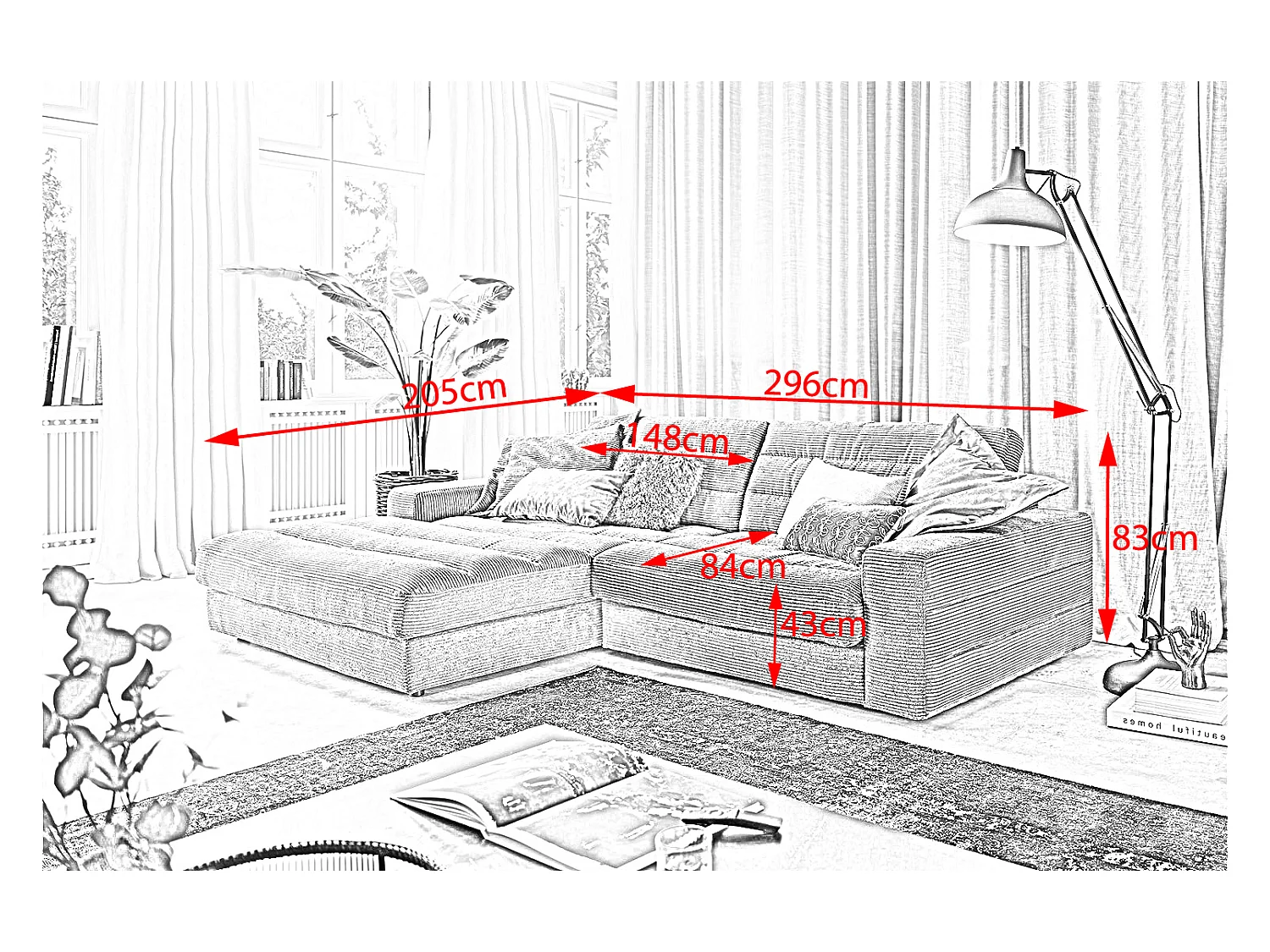 Canapé - Vert Velours côtelé - LANA