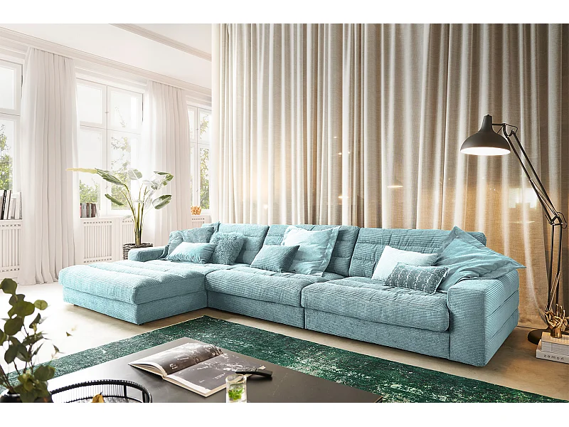 Ecksofa - Hellblau Cord - LANA