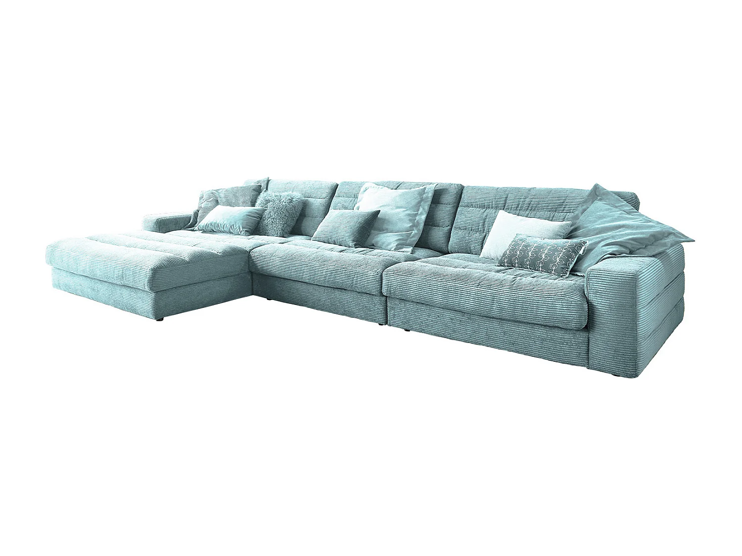 Ecksofa - Hellblau Cord - LANA