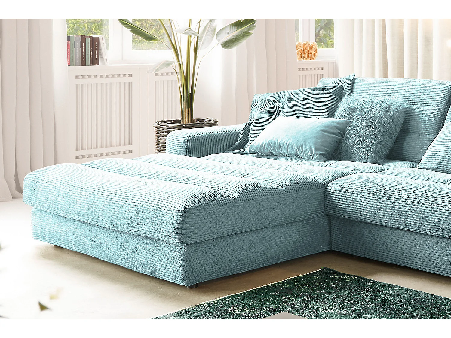 Ecksofa - Hellblau Cord - LANA
