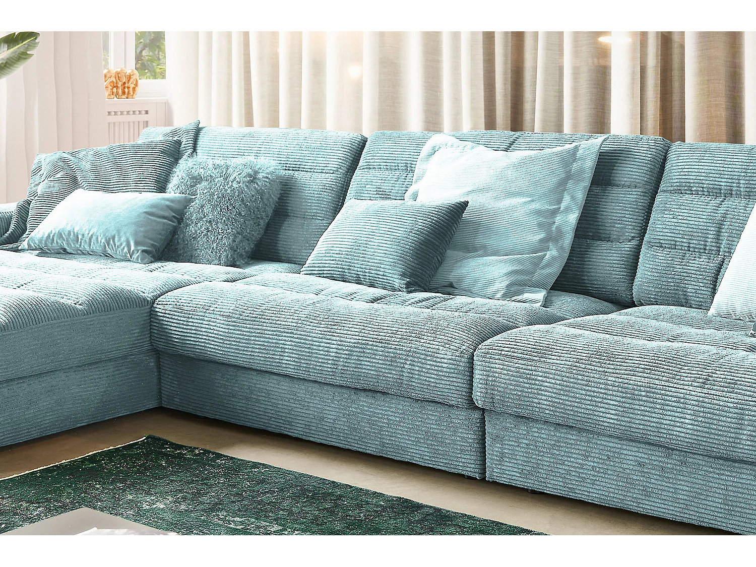 Ecksofa - Hellblau Cord - LANA